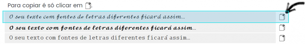Exemplo de resultado de letras diferentes Resetei